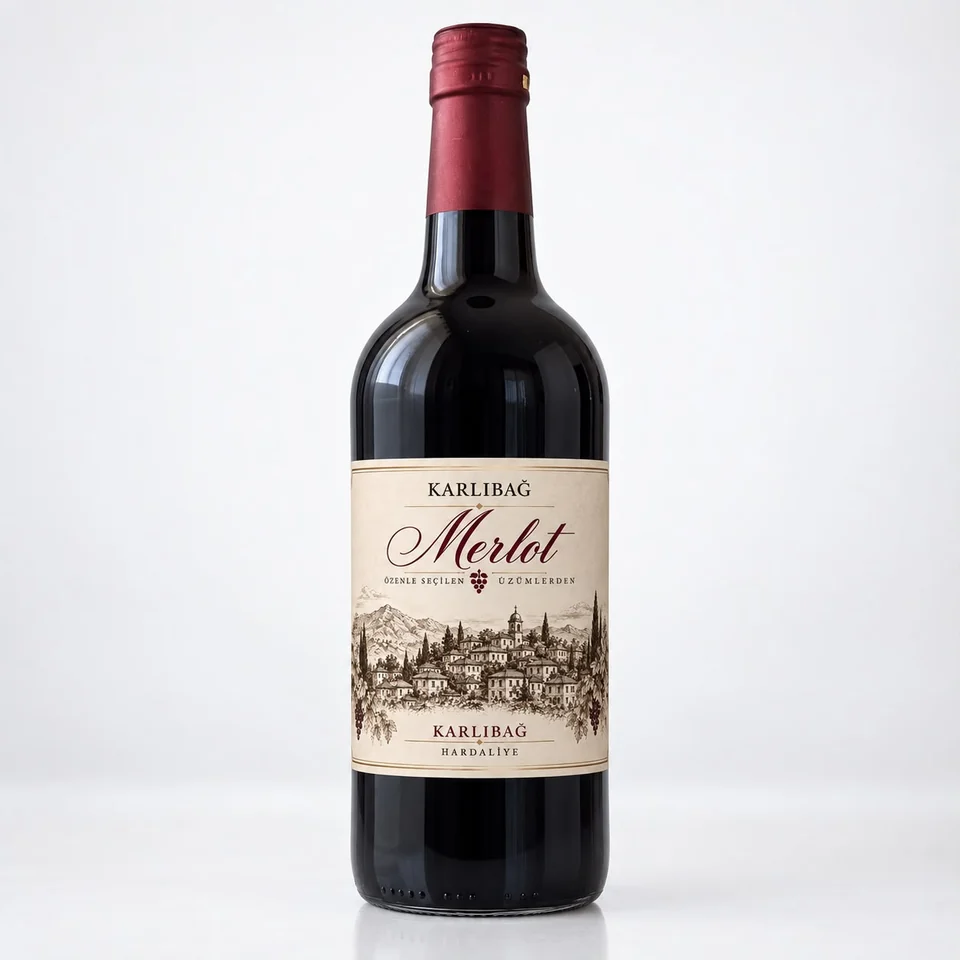 0Alkol Karlıbağ Merlot alkolsüz şarap şişesi